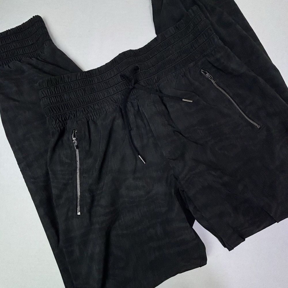 Athleta Camden Printed Jogger Black Moire Womens 0 Drawstring Elastic Casual EUC